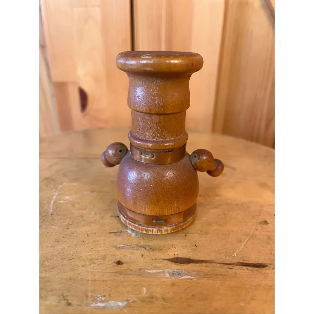 Vintage Wood Robot Pepper Shaker Made in Japan Mid Century Cork Bottom (6839)
